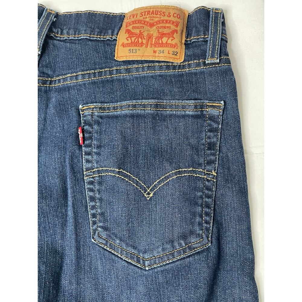 Levi’s 513 Men’s Jeans W34 L32 Blue Denim Slim Straight 100% Cotton - Picture 4 of 9